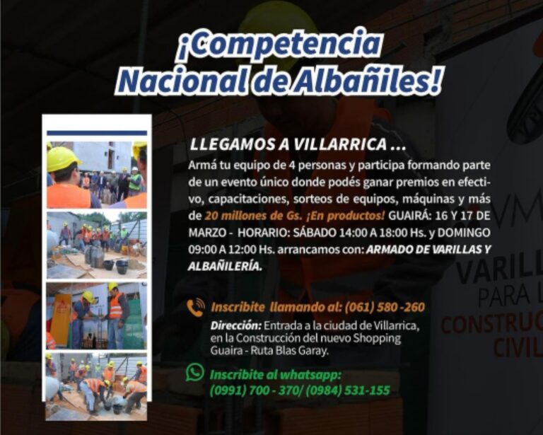 ¡Competencia de albañiles llega a Villarrica!