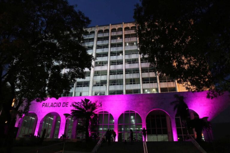¿Risas y niños jugando, durante la noche en el Palacio de Justicia?