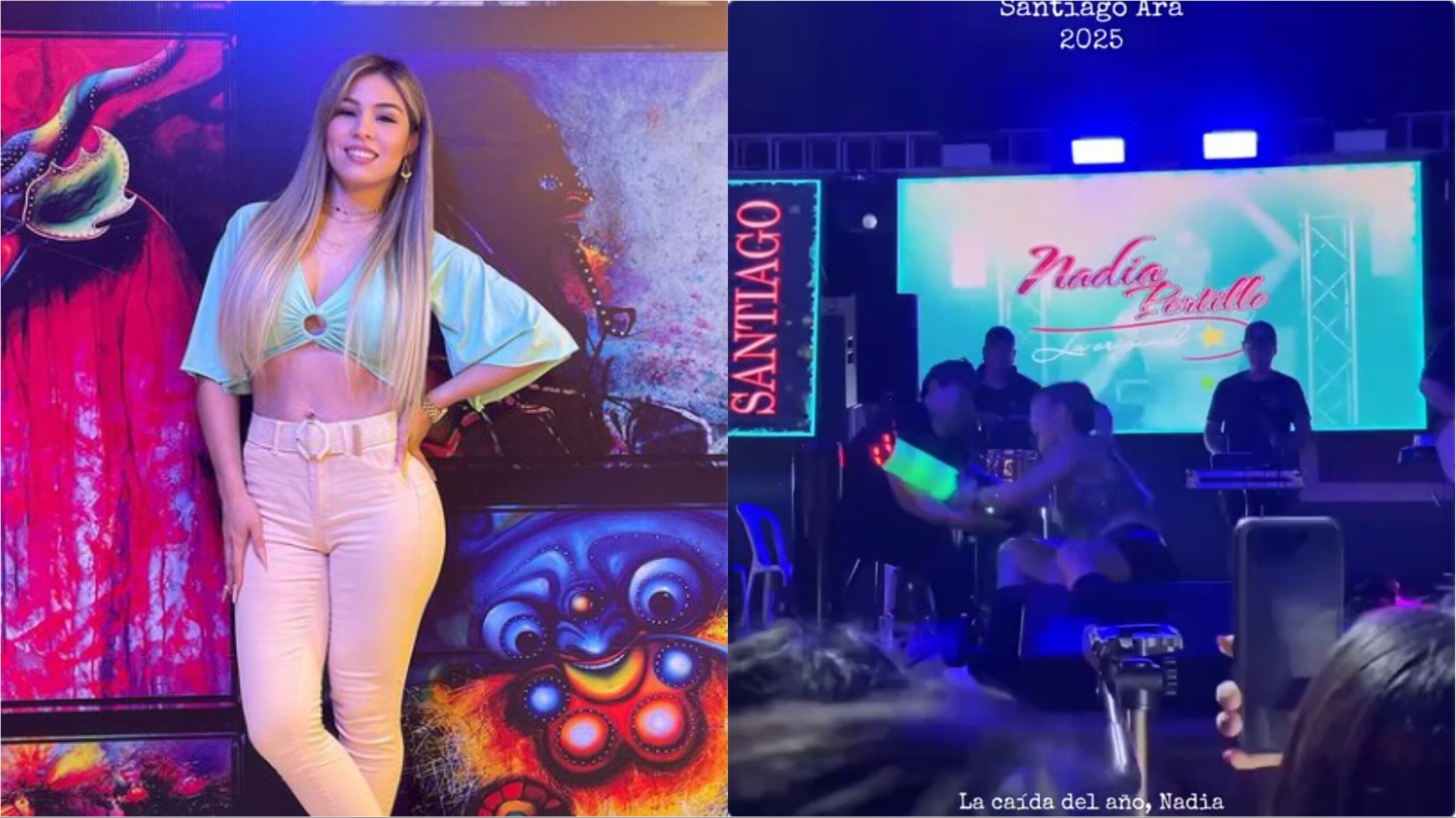 (VIDEO) ¡Nadia Portillo tuvo un accidente en medio de su concierto!