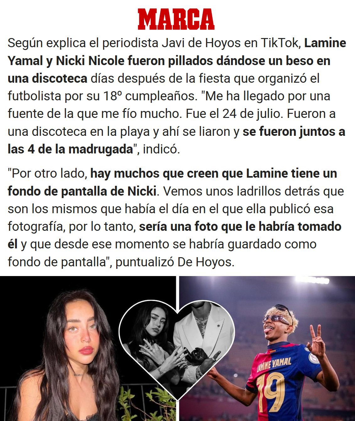 Aseguran que la cantante Nicki Nicole estuvo a los besos con Yamal