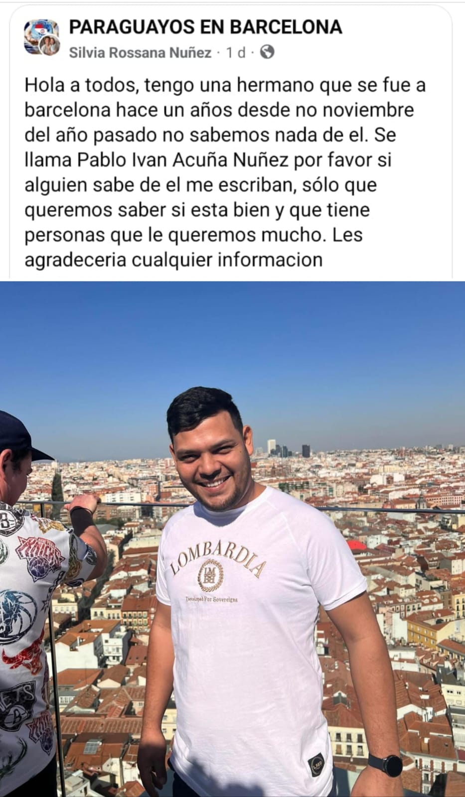 Mujer busca a su hermano desaparecido en España