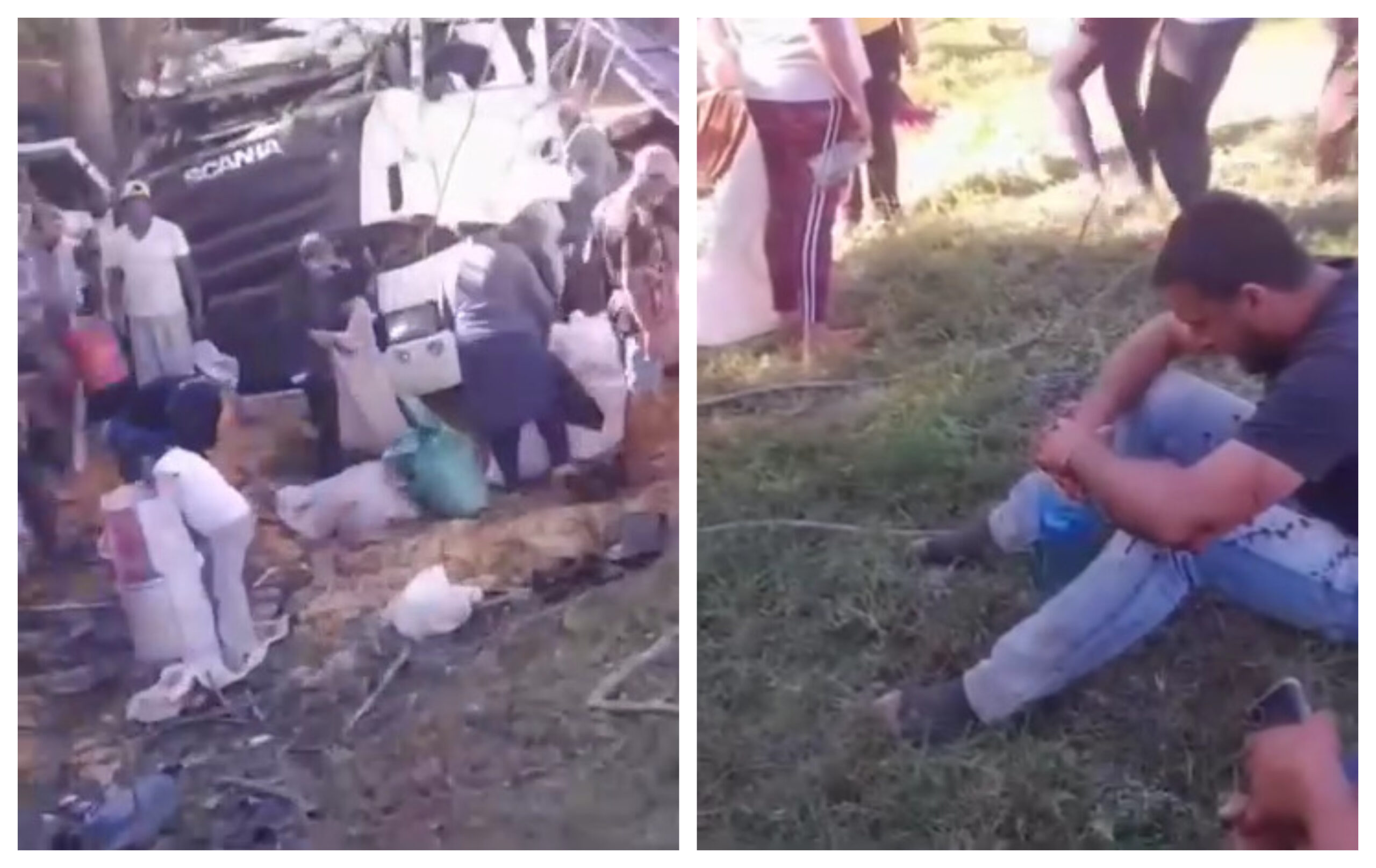 Conductor herido es despojado de su carga tras vuelco de camión