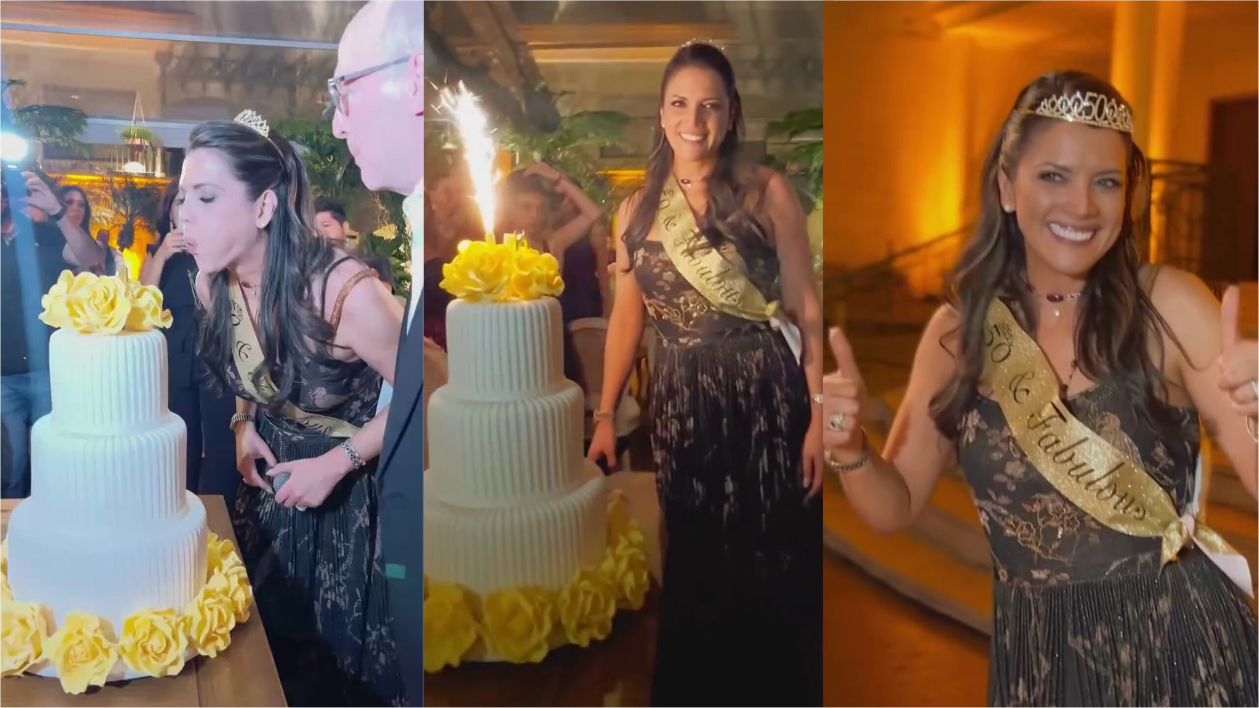 (VIDEO) ¡Famosa exMiss Paraguay volvió a portar una corona para su cumple número 50!