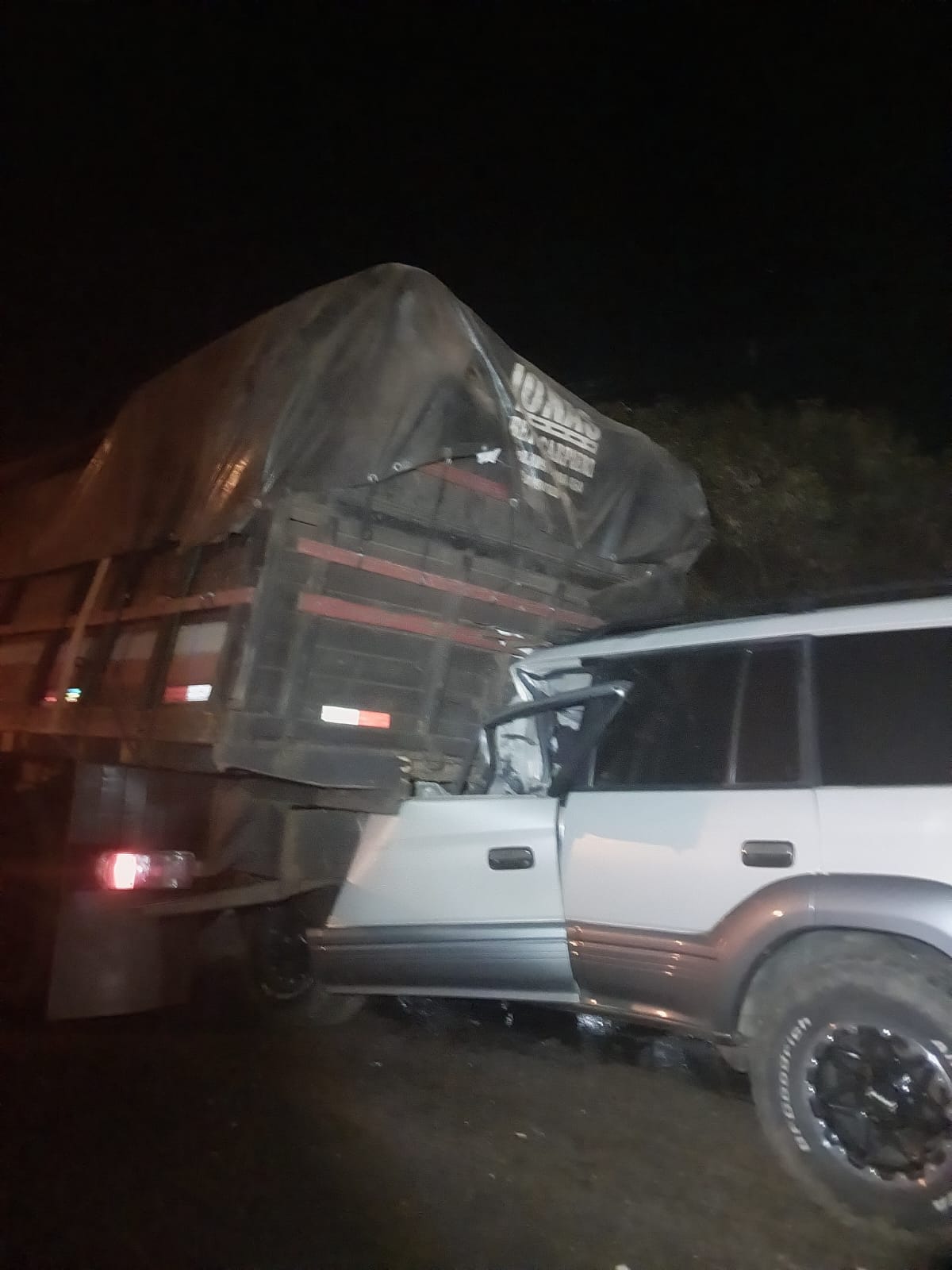Ka’úre al volante: chocó su camioneta contra un camión cargado con chía