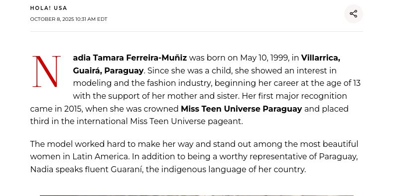 Nadia Ferreira fue nombrada como una de “Las 100 latinas más influyentes”