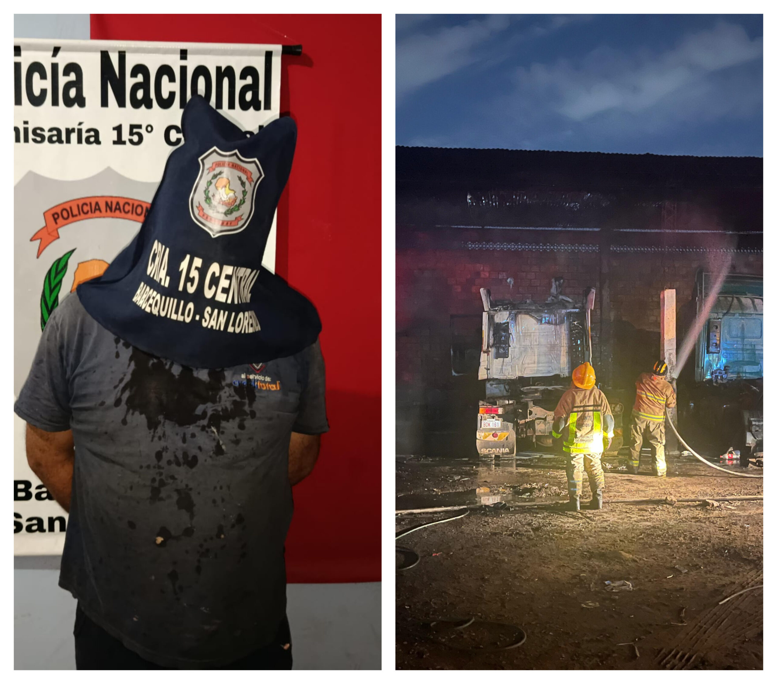 Trabajador se discutió con su jefe y quemó dos camiones