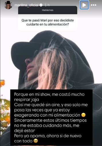 Marilina contó que en su último show le pasó algo que le hizo tomar una decisión