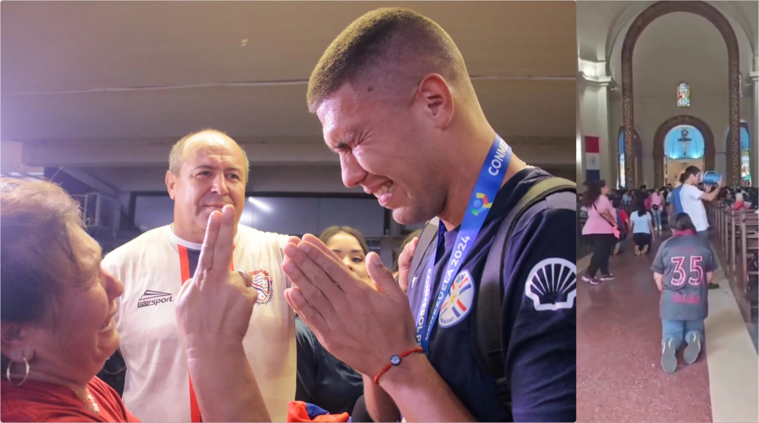 (VIDEO) ¡La mami del pelotero Ronaldo Dejesús llegó de rodillas hasta la Virgen de Caacupé!