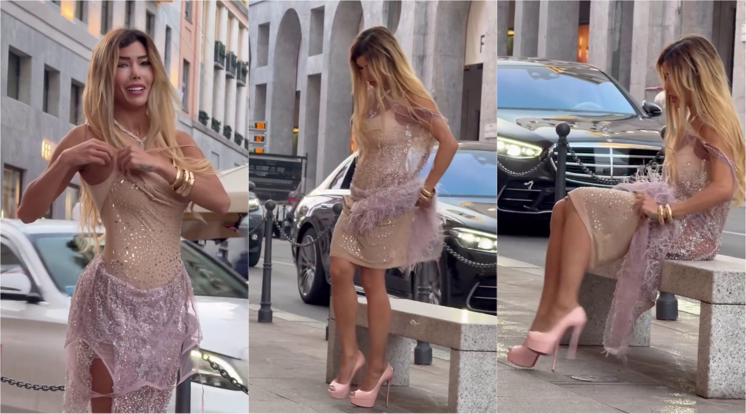 (VIDEO) ¡Modelo paraguaya se cambió de ropa en plena avenida de Italia!