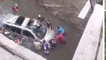 (VIDEO) ¡Dionoguarde! Se rompió un puente y una familia cayó con auto y todo