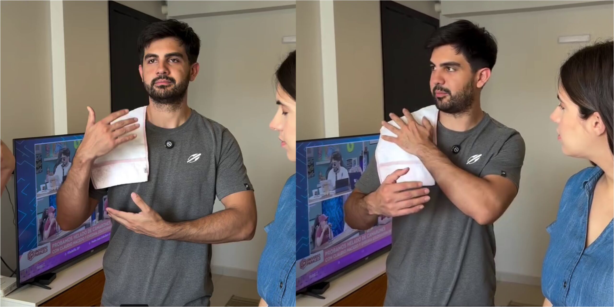 (VIDEO) ¡Conductor de TV aprende apúrope a cuidar de un bebé!