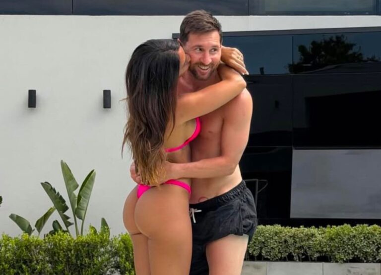 ¡A puro fuego! Tarde de pileteada de Messi con su cuerachona esposa
