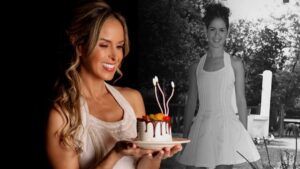 (GALERÍA) ¡Festejó sus 42 primaveras con su vestido de quinceañera!