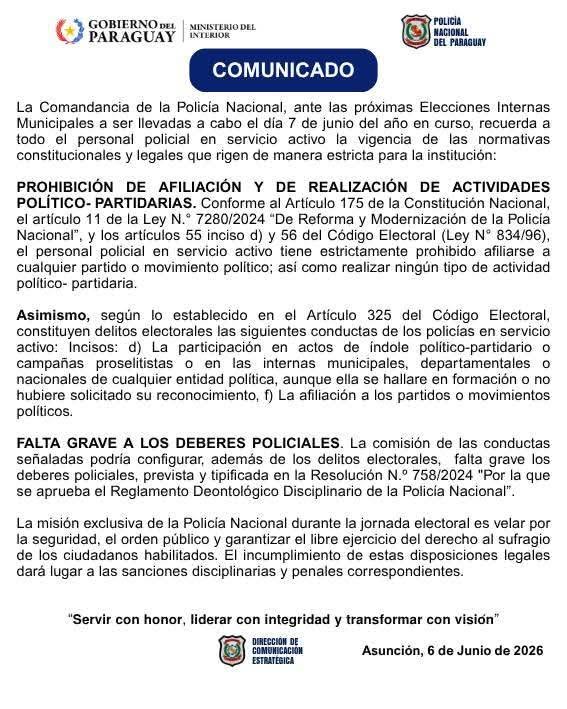 ¡Cháke! Polis y milicos no pueden hína votar en las internas